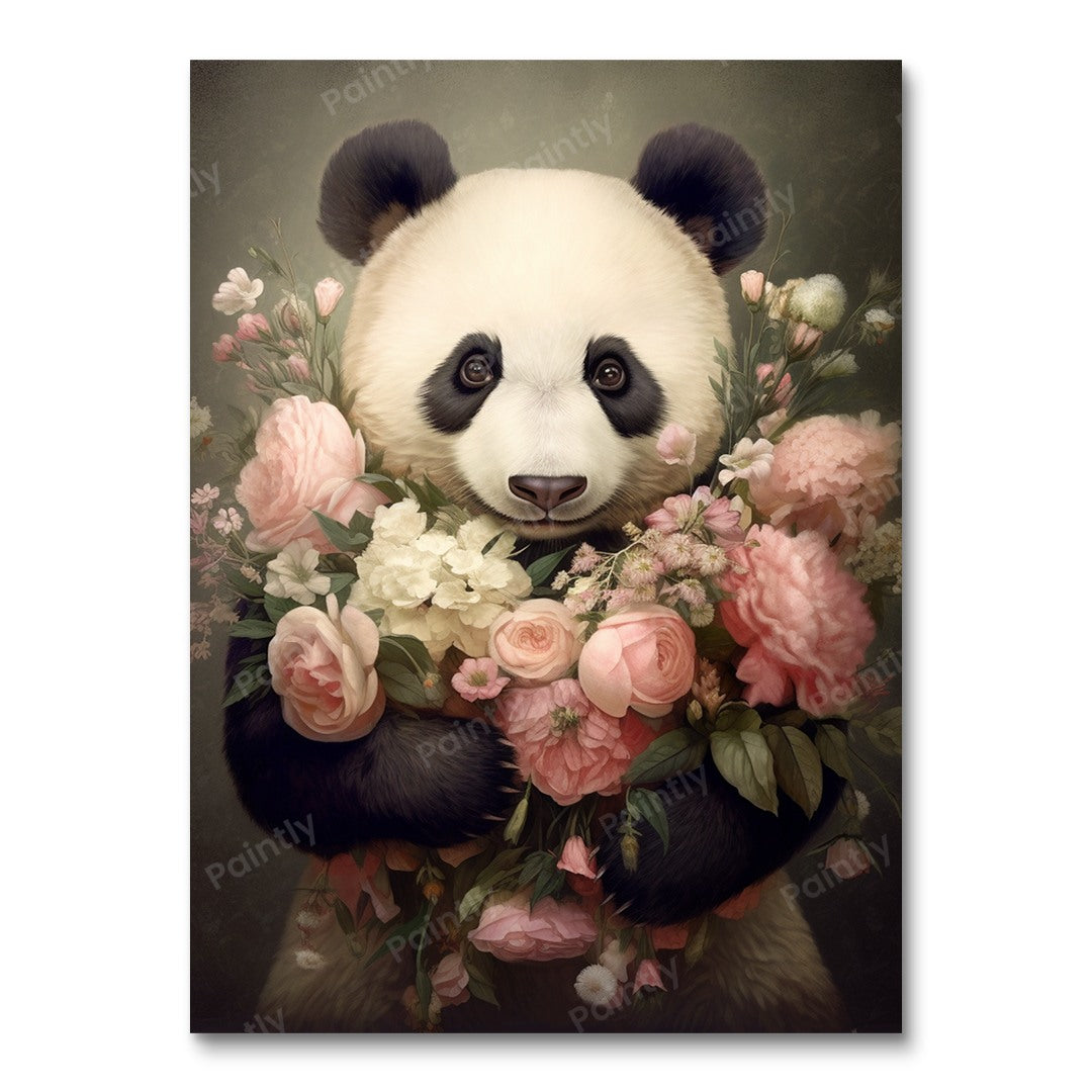 Lucien's bloemenminnende panda (diamond painting)