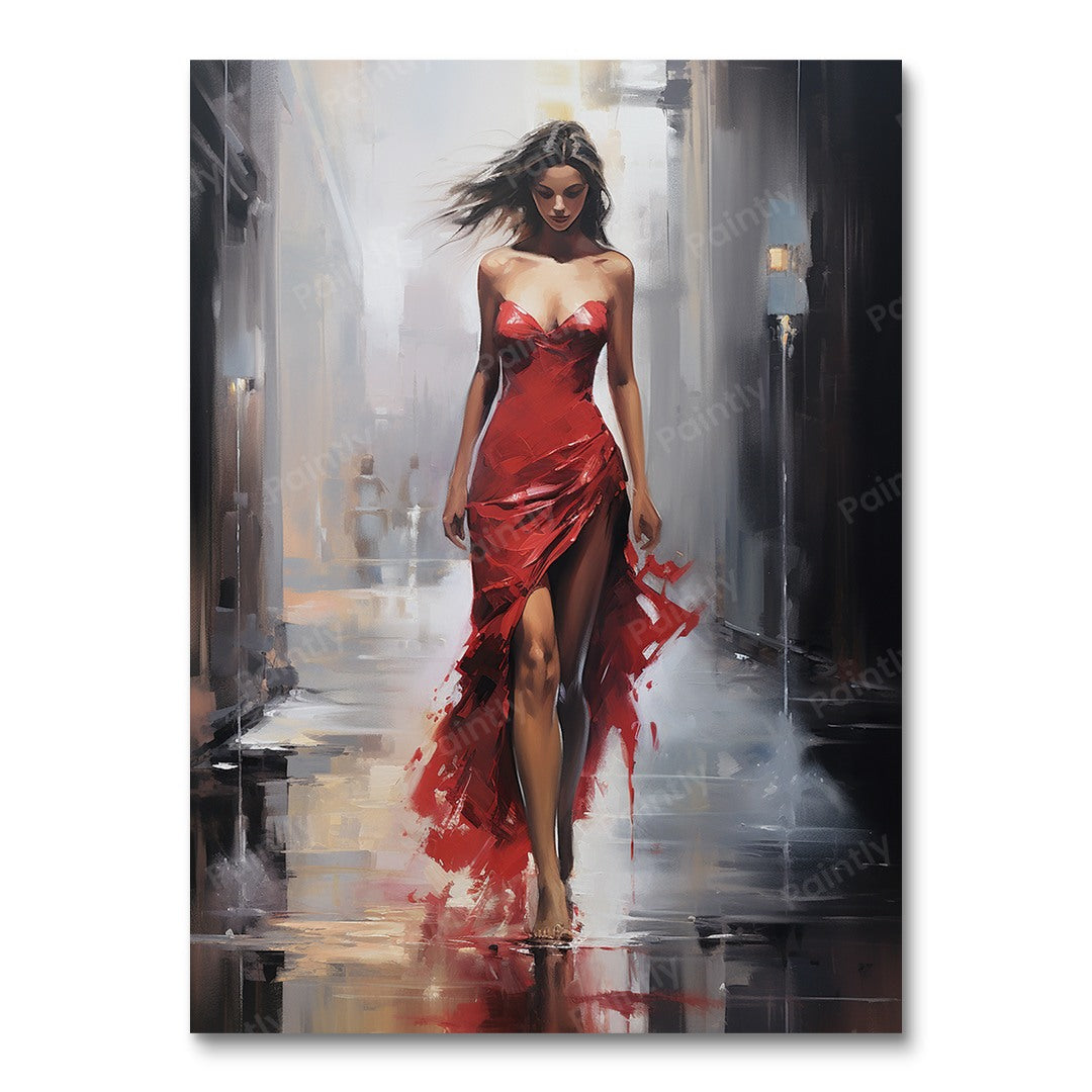 Rode elegantie (diamond painting)
