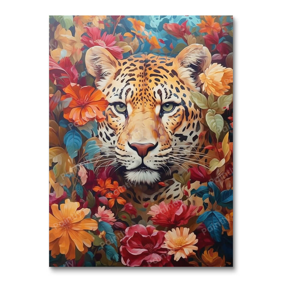 Bloemen luipaard (diamond painting)