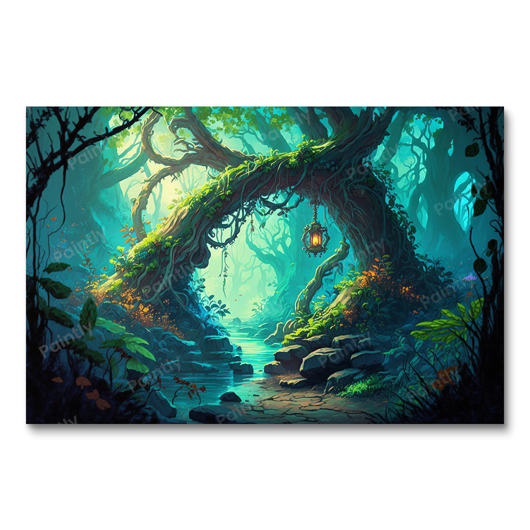 Misty Forest Stream Trail (diamantschilderij)