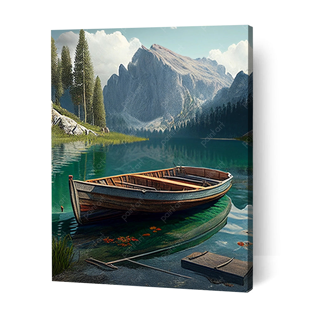 Braies-meer, Italië I (diamond painting)