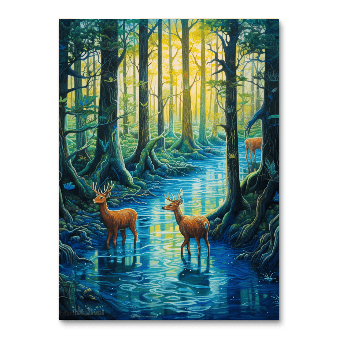 Herten in het bos II (diamond painting)
