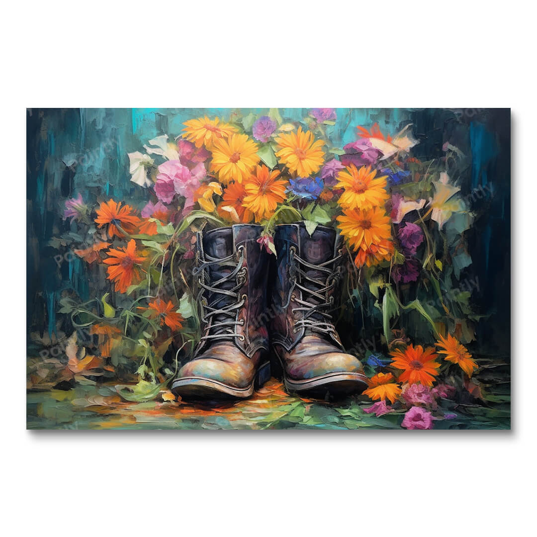 Laarzen met bloemen (diamond painting)