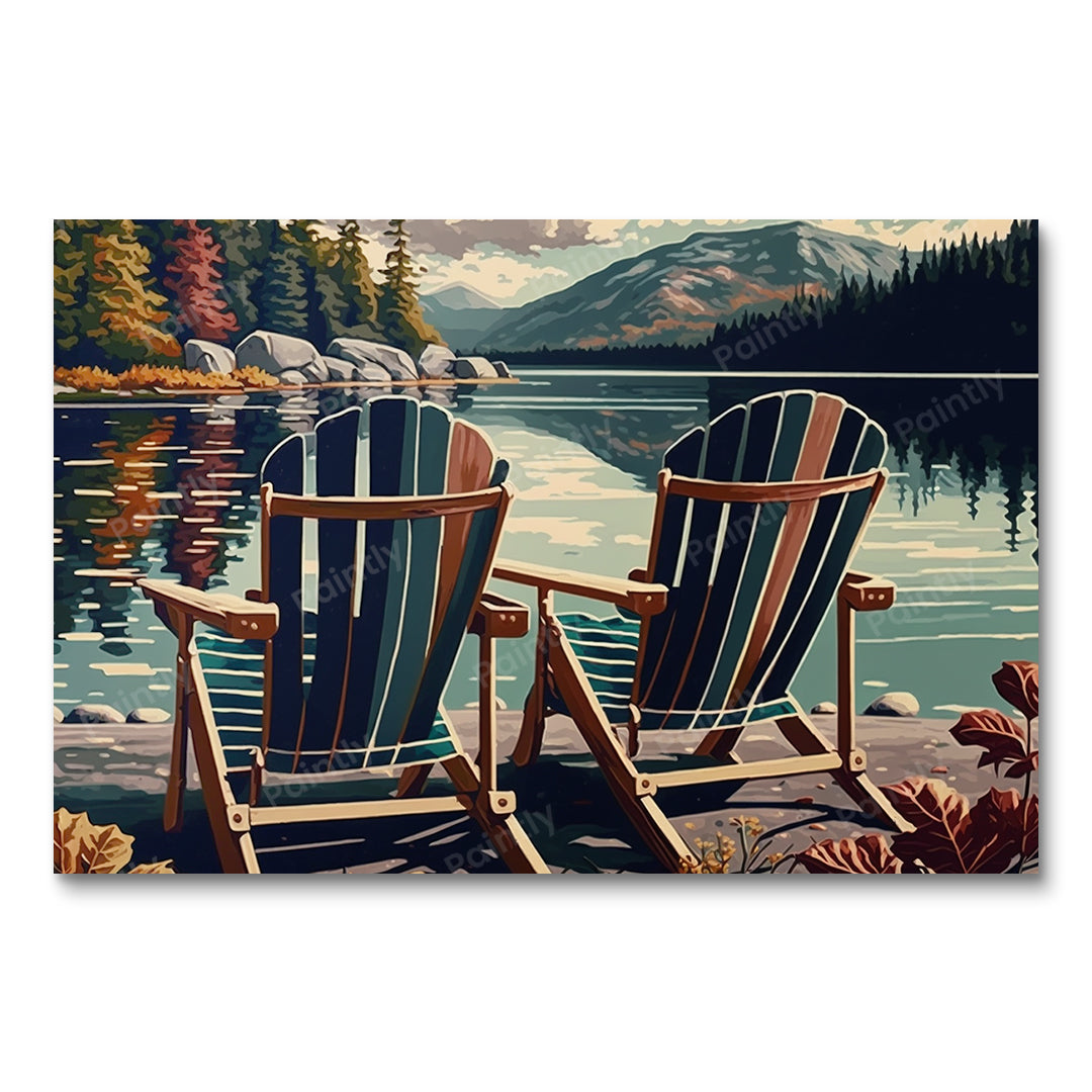 Stoelen aan het meer XI (diamond painting)