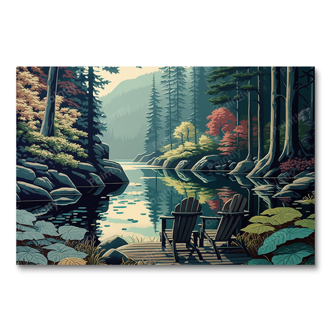 Stoelen aan het meer XIII (diamond painting)