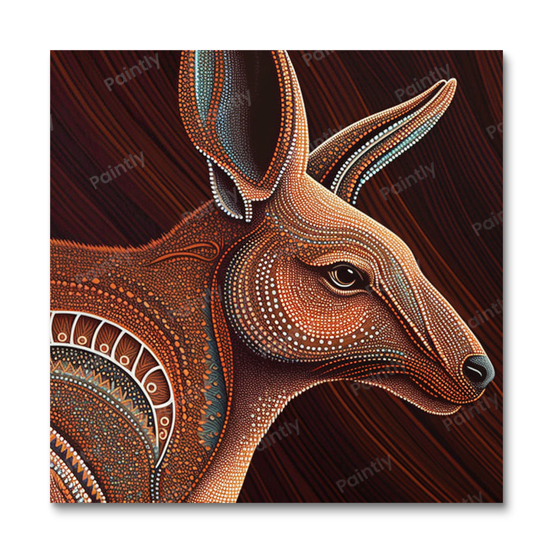 Aboriginal kunst Kangoeroe I (diamond painting)