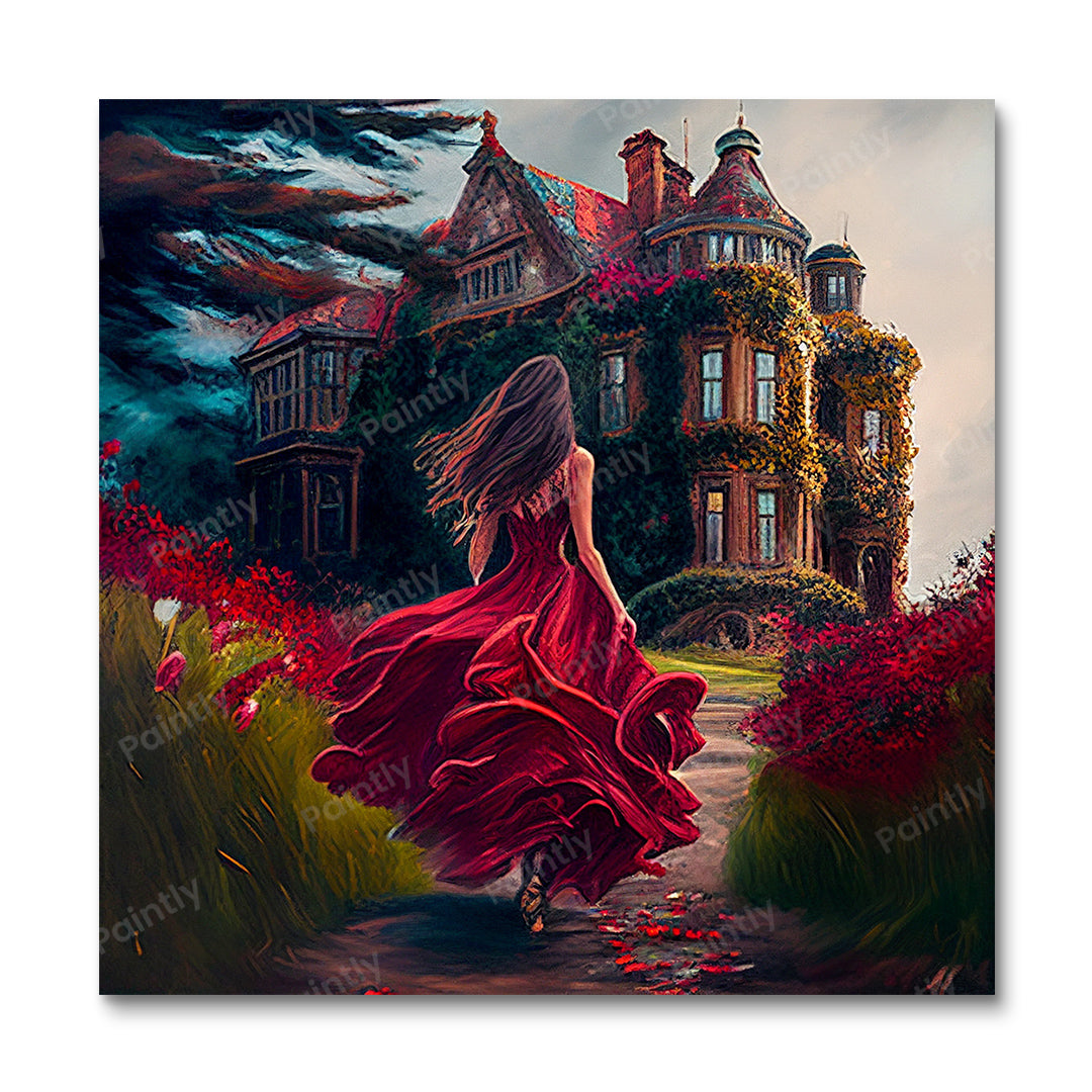 Dame in het Rood I (Diamond Painting)