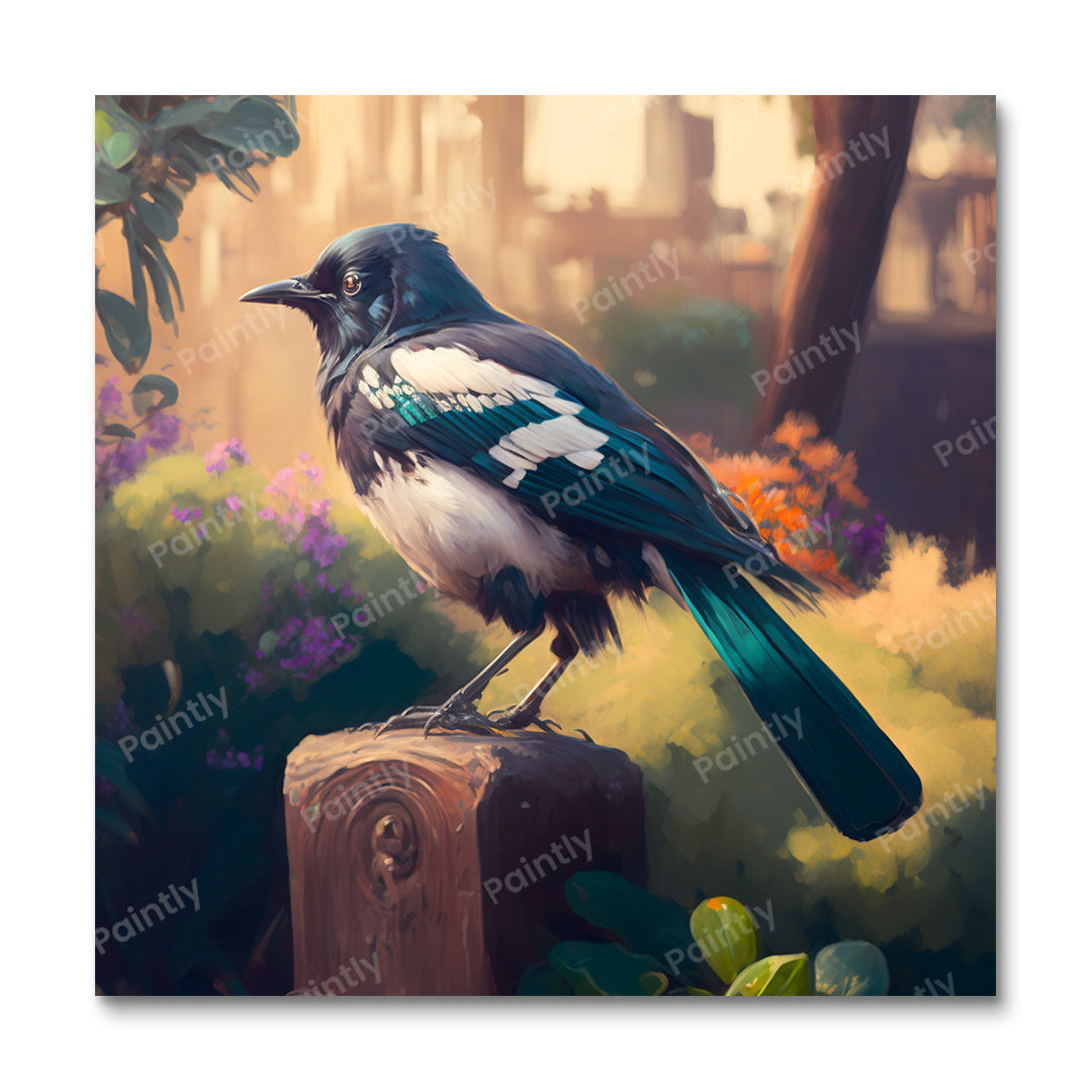 Mystieke boodschapper ekster (diamond painting)