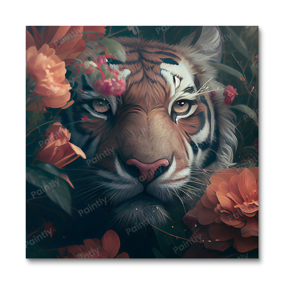 Floral Tiger II van Kian (diamond painting)