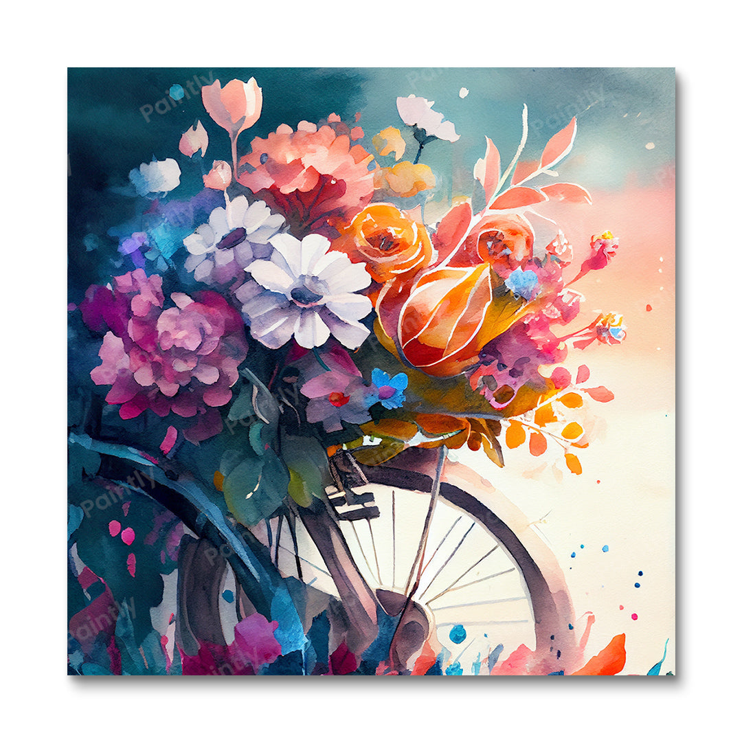Bloemen fiets (diamond painting)