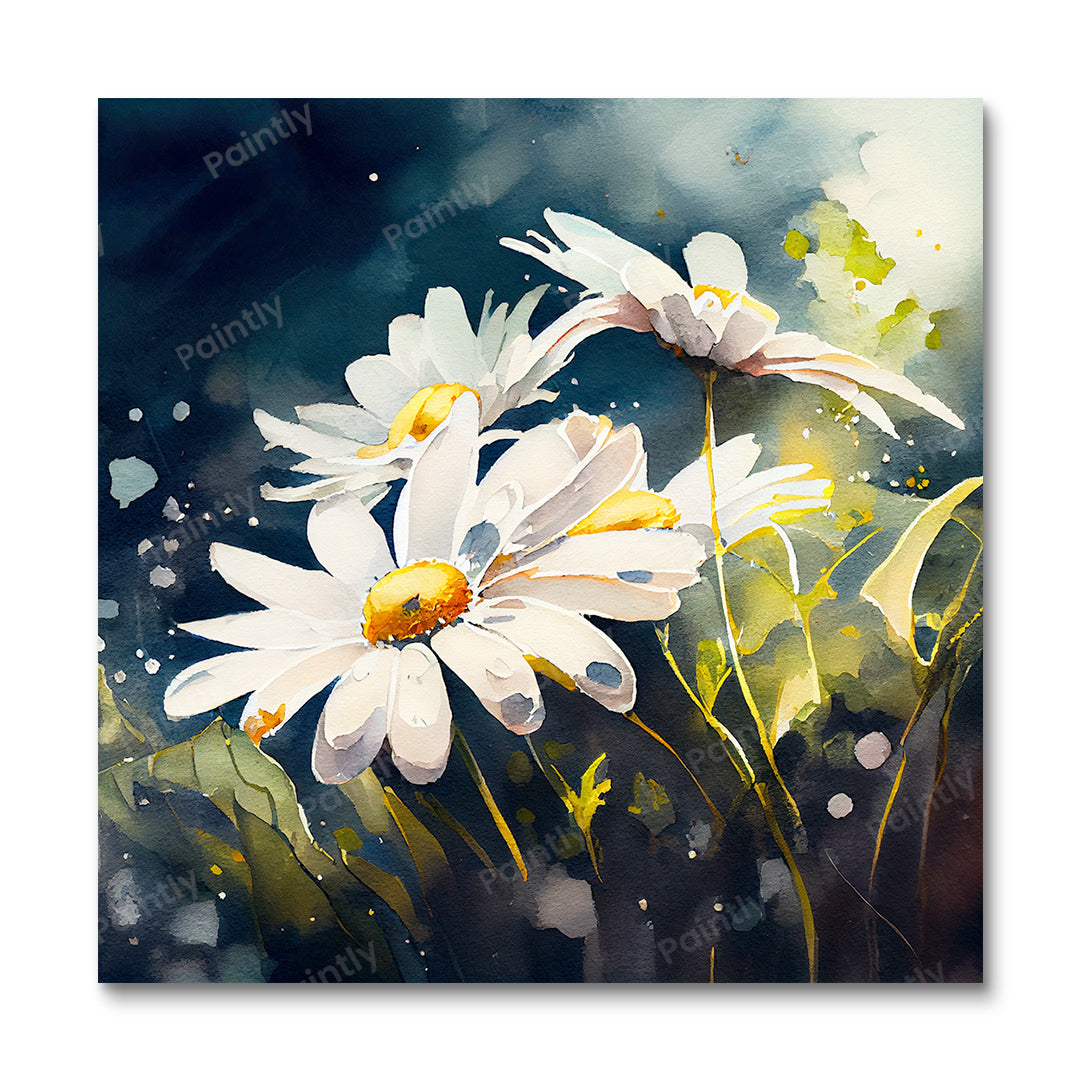 Dauwdruppel madeliefjes (diamond painting)