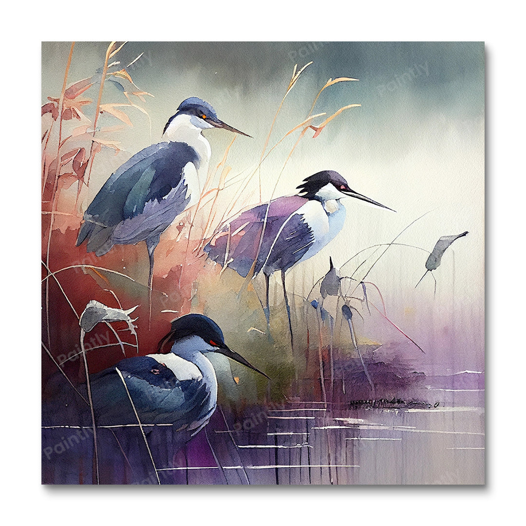 Vogels bij de rivier III (diamond painting)