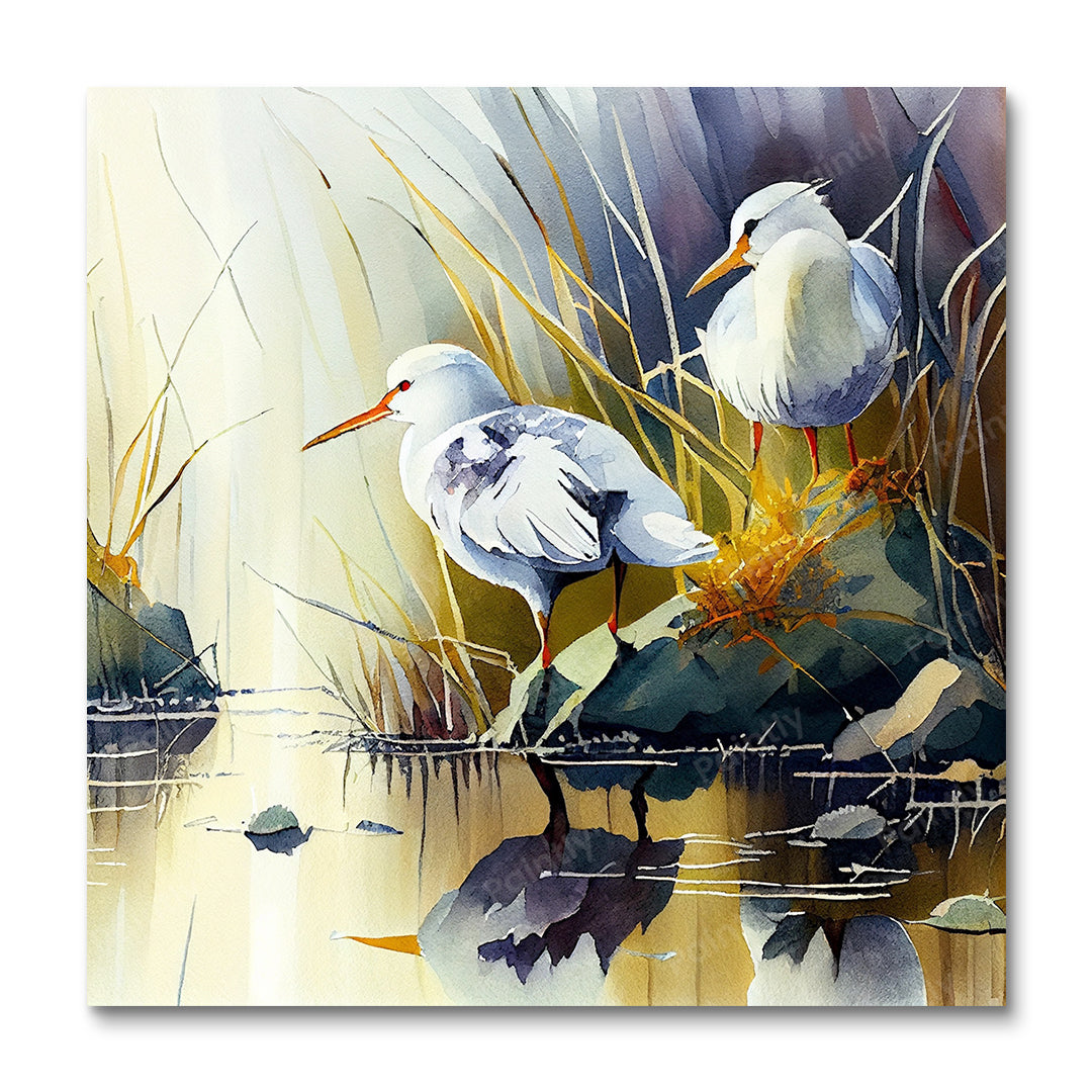 Vogels bij de rivier IV (diamond painting)