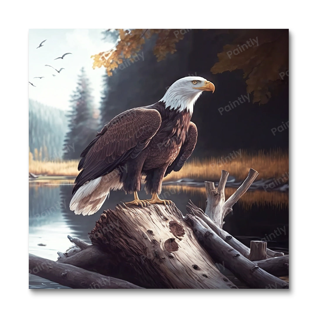 De eenzame schildwachtadelaar (diamond painting)