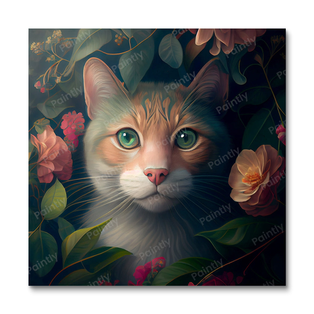Floral Cat II van Kian (diamond painting)
