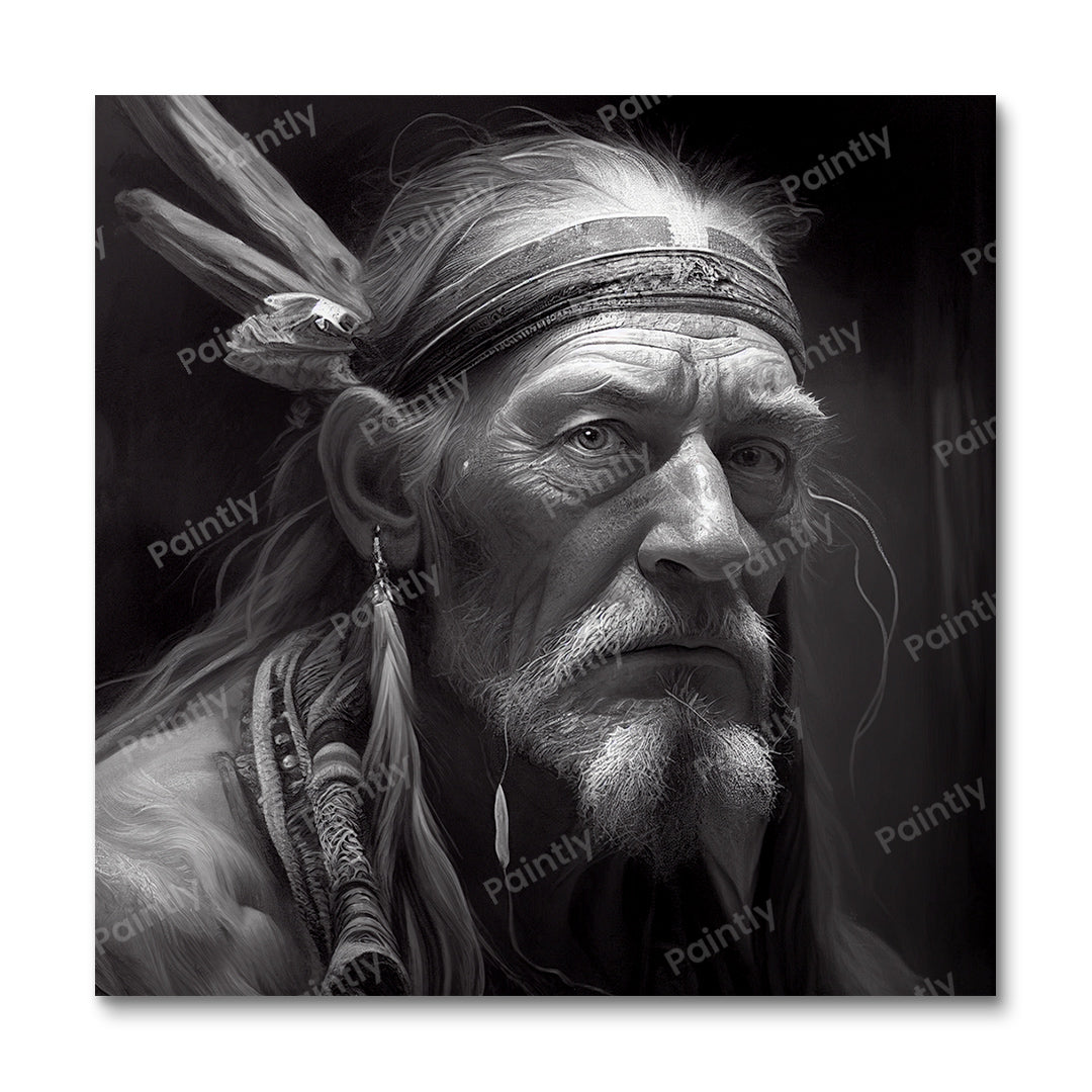 B&W Rode Indiase Leider (Diamond Painting)