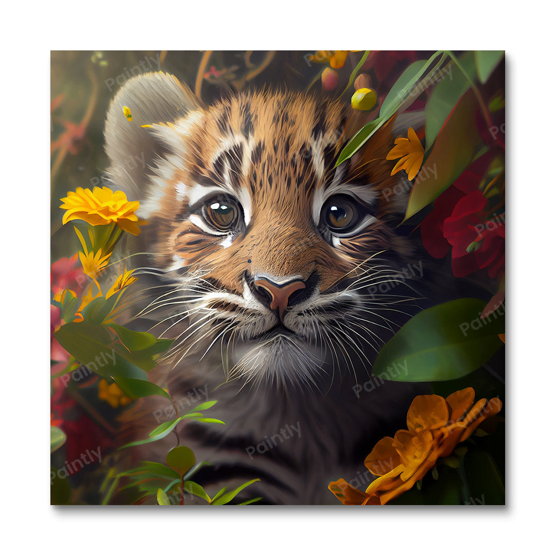 Bloemen Tiger Cub I van Kian (Diamond Painting)