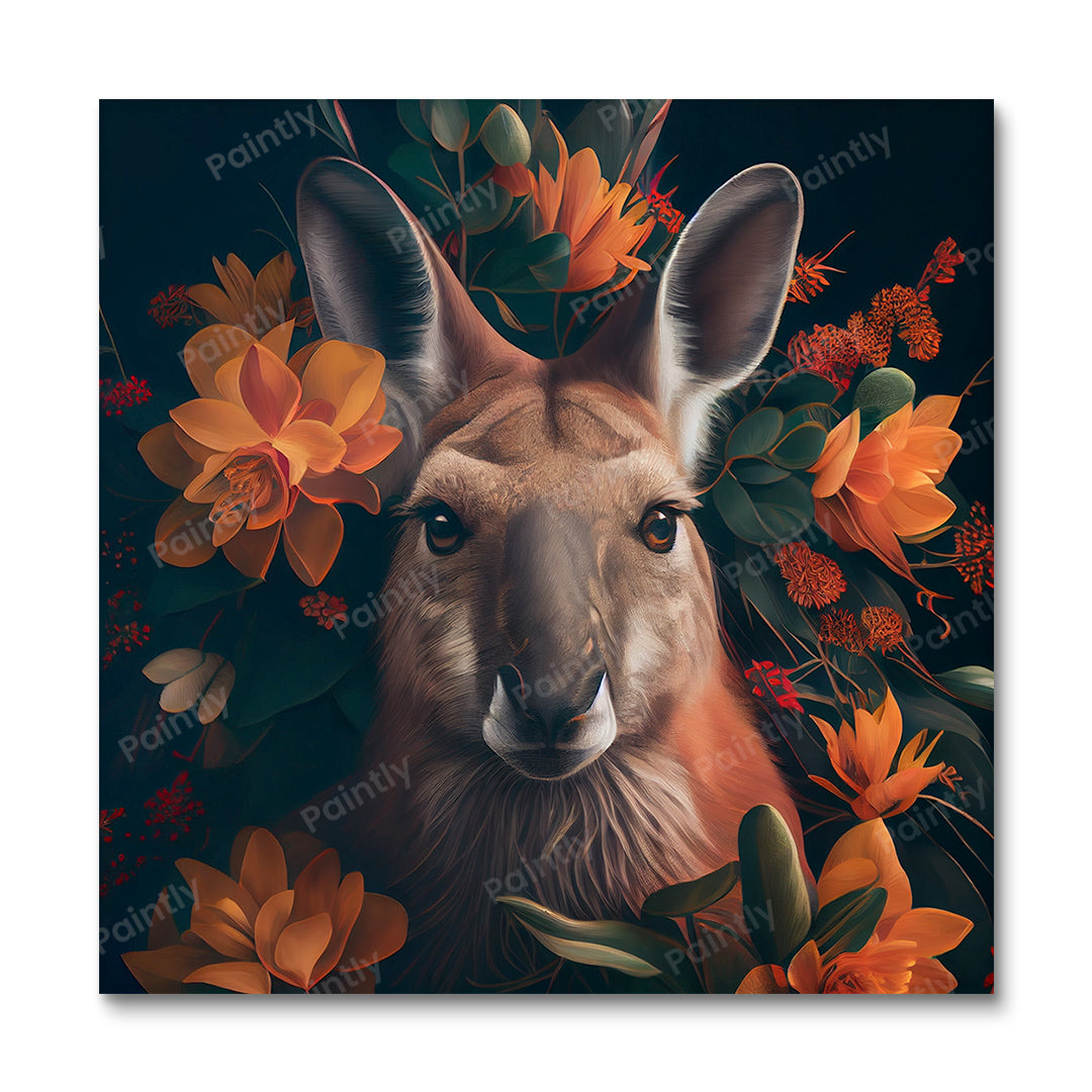 Floral Kangaroo I van Kian (Diamond Painting)
