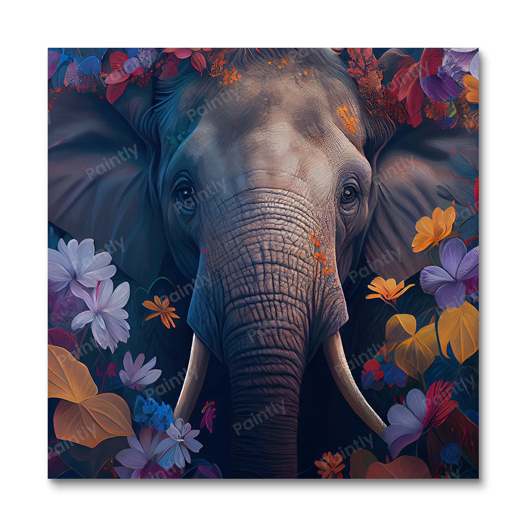 Floral Elephant II van Kian (diamond painting)