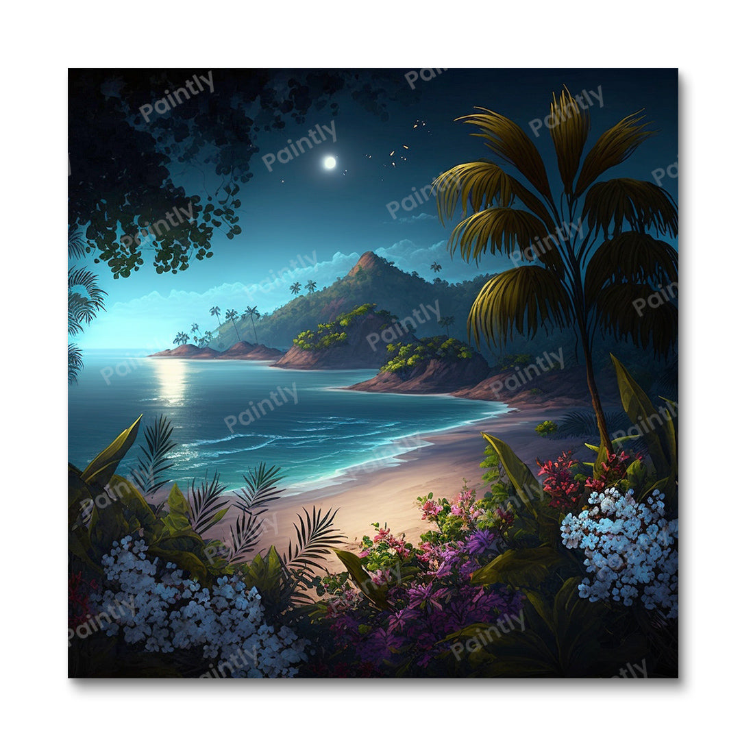 Maanverlichte Tropische Bliss IV (Diamond Painting)