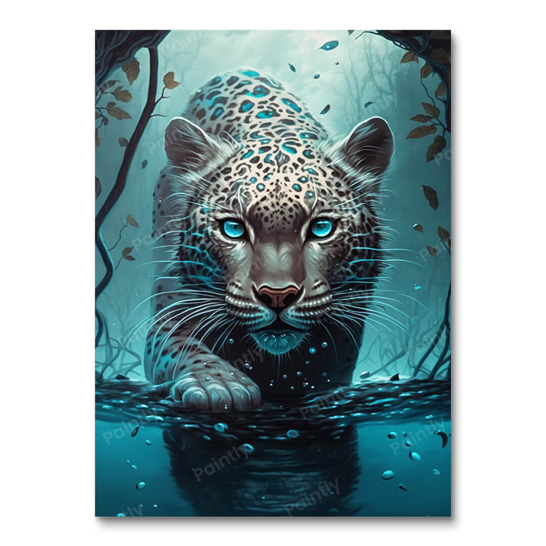 Op de loer liggende luipaard (diamond painting)