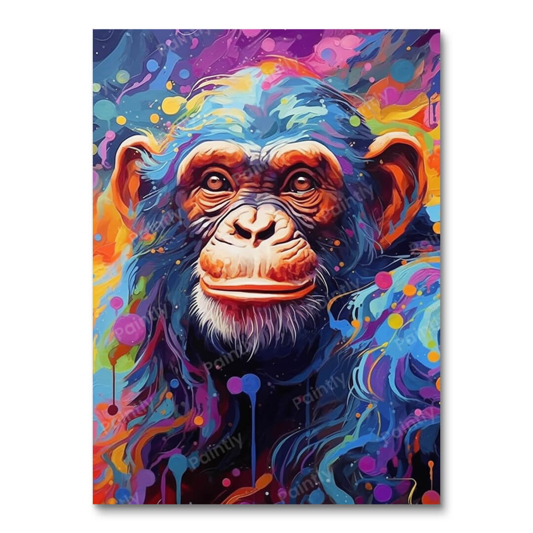 Psychedelische chimpansee I (diamond painting)