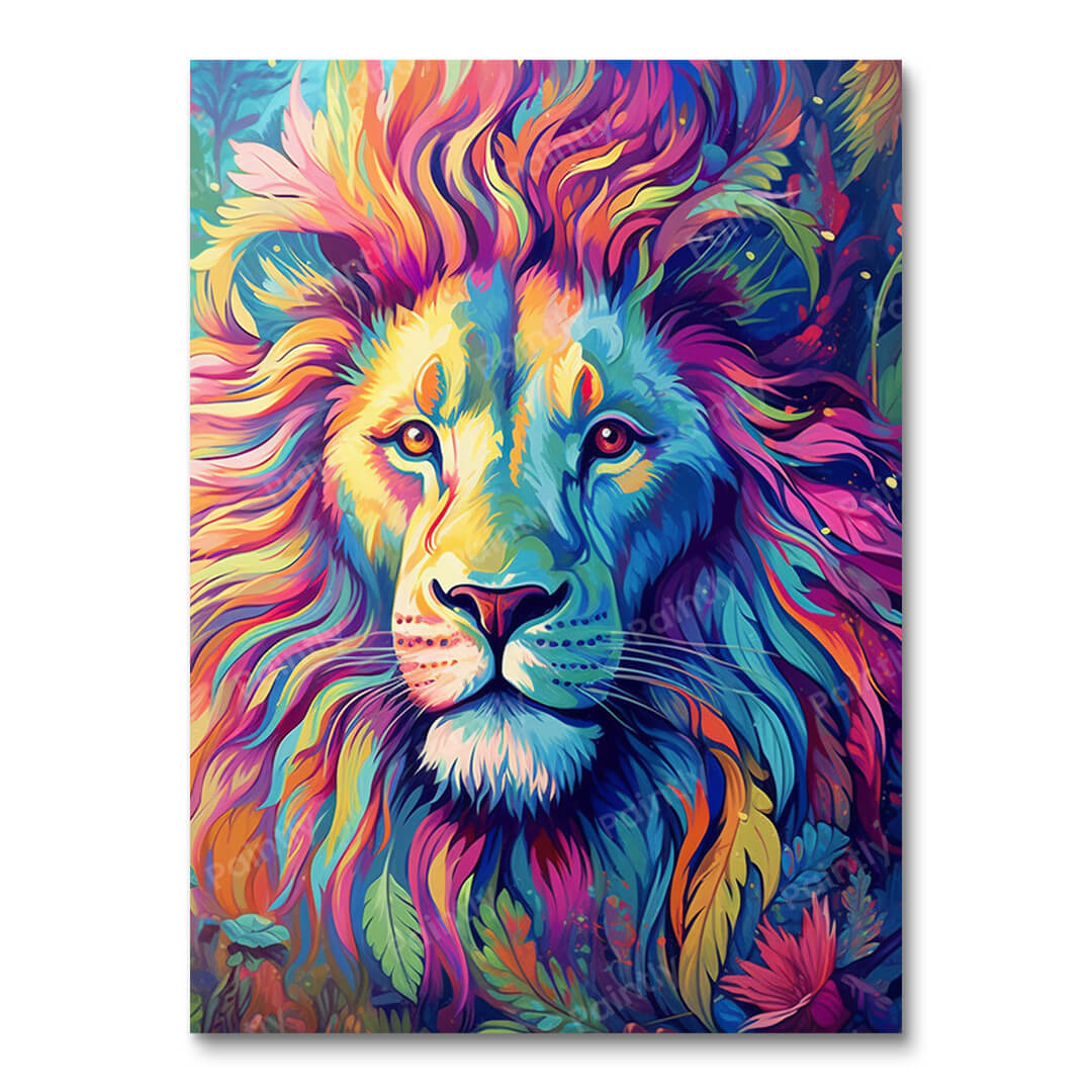Psychedelische Leeuw VII (Diamond Painting)