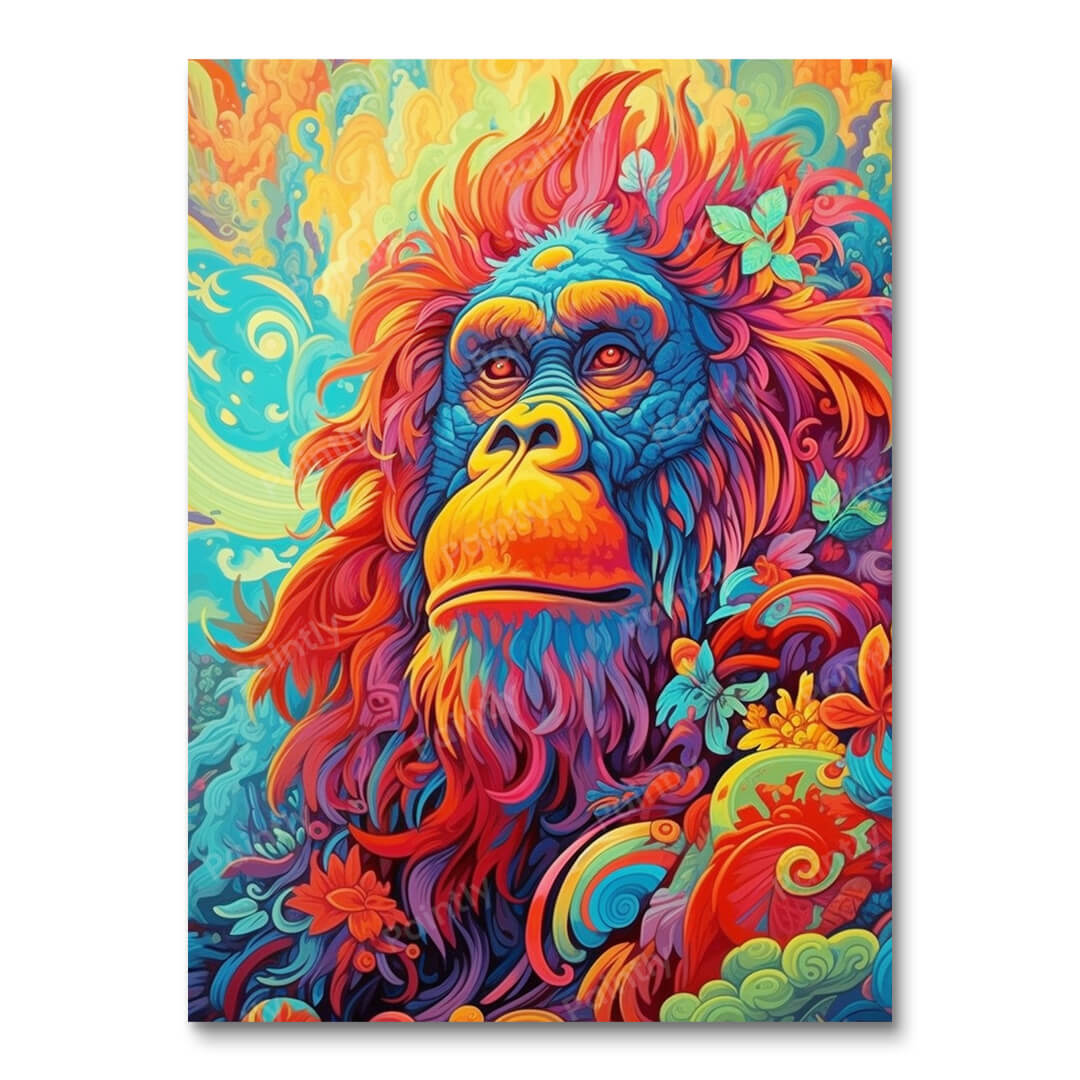 Psychedelische orang-oetan I (diamond painting)