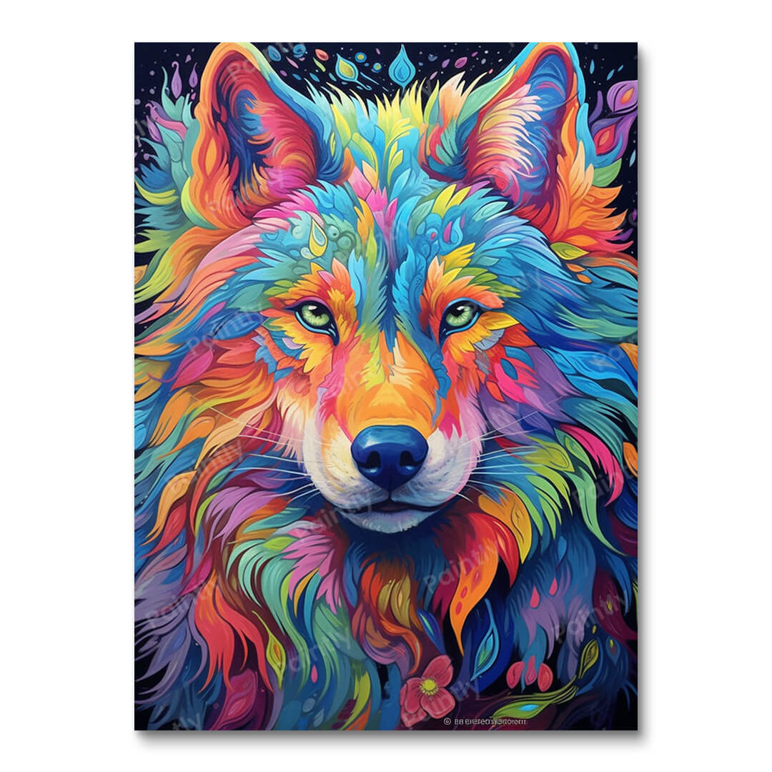 Psychedelische Wolf I (Diamond Painting)