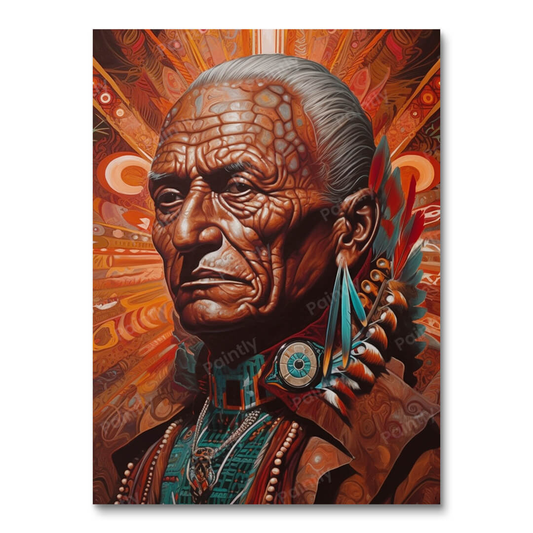 Rode Indiaanse stamlid (diamantschilderij)