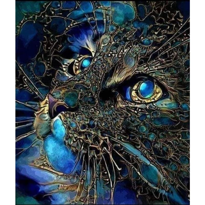 Abstracten blauwe kat - 2