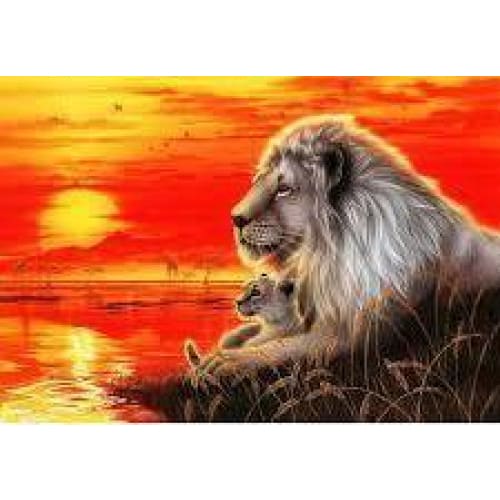 DIY Diamond Painting - Leeuw en baby PIX-411 - Diamond