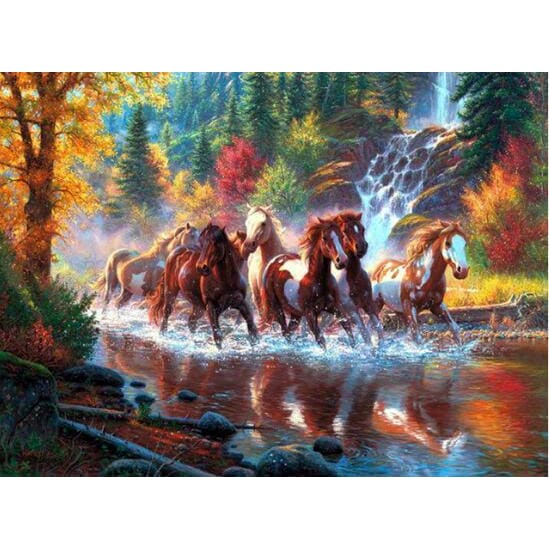 DIY Diamond Painting - Paarden rennen gratis PIX-303 -