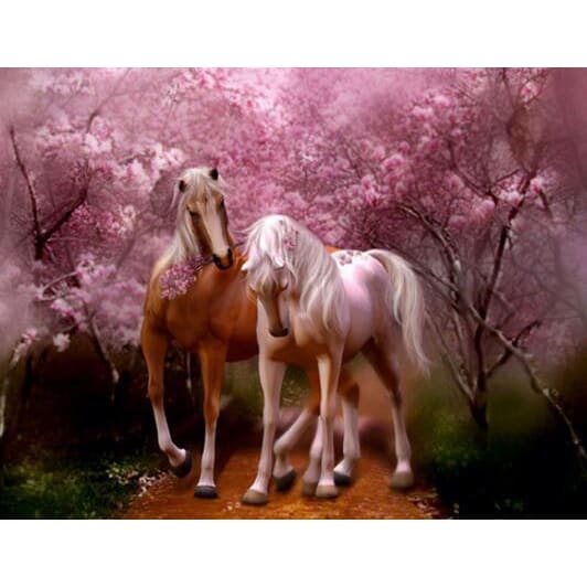 DIY Diamond Painting - Paarden Rose Love PIX-300 - Diamond