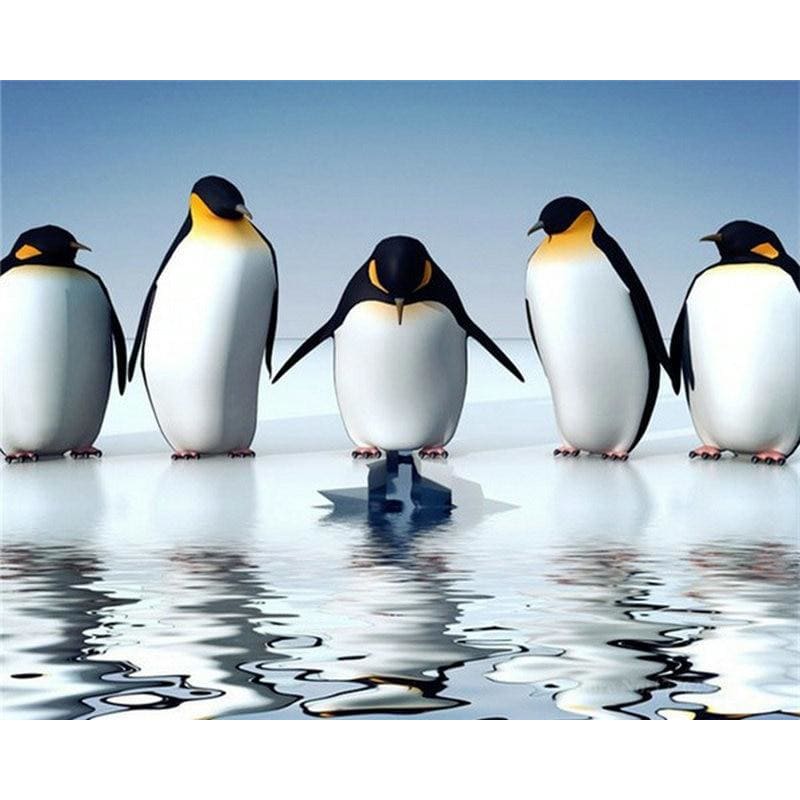 DIY Diamond Painting - Reflectie Pinguïns PIX-459 - Diamond
