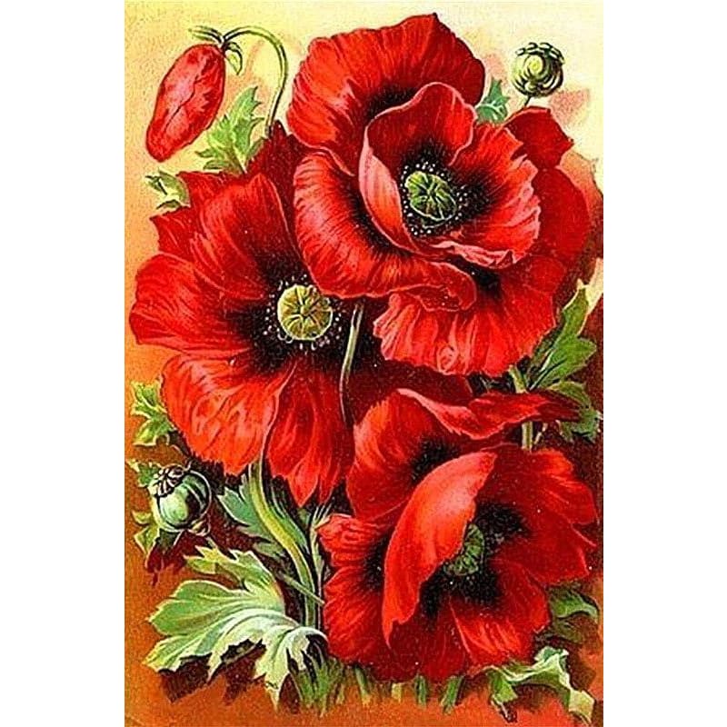 DIY Diamond Painting - Rode bloemen PIX-96 - Diamond