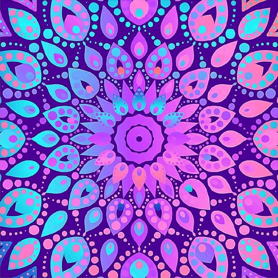 Mandala blauw/paars - 40x40cm (Min. formaat i.v.m. details)