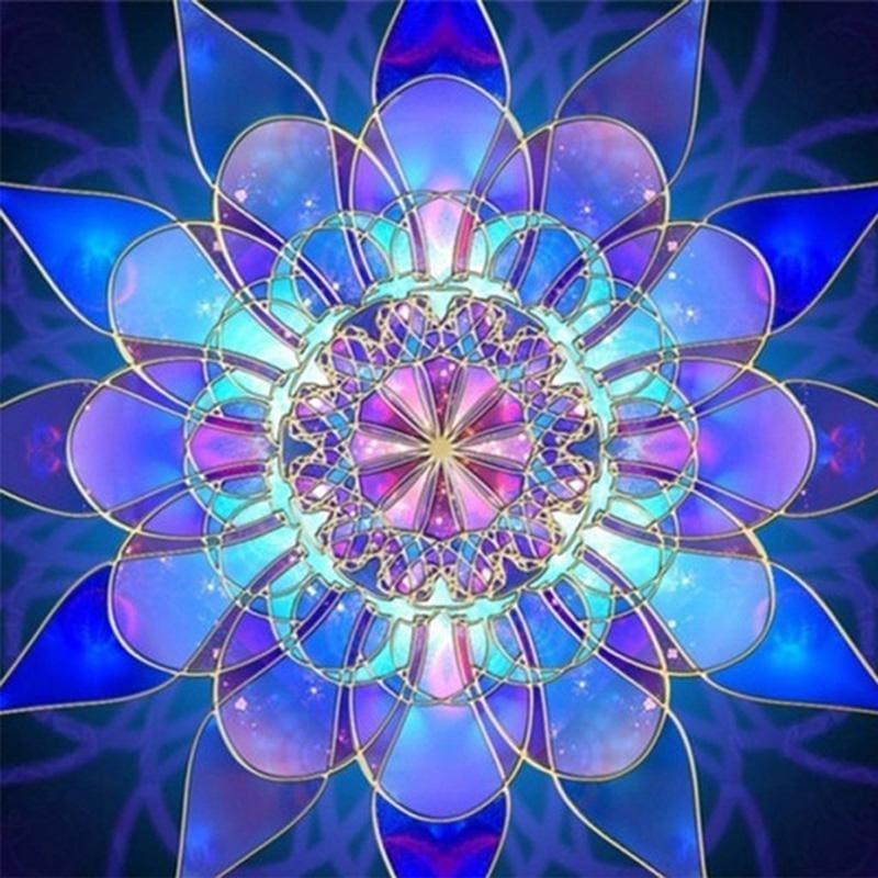 Mandala blauw/paars - 40x40cm (Min. formaat i.v.m. details)