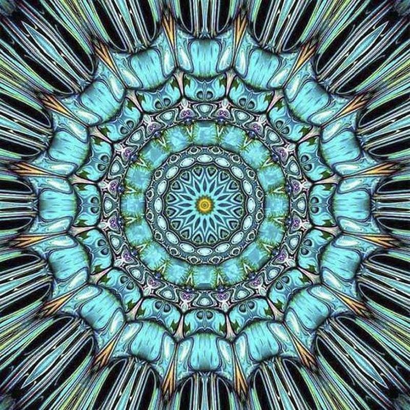 Mandala blauw/zwart - 40x40cm (Min. formaat i.v.m. details)