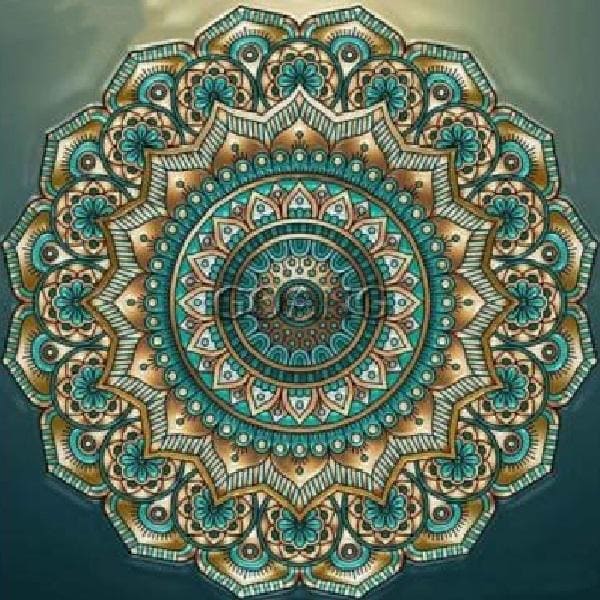 Mandala goud/blauw - 40x40cm (Min. formaat i.v.m. details) /