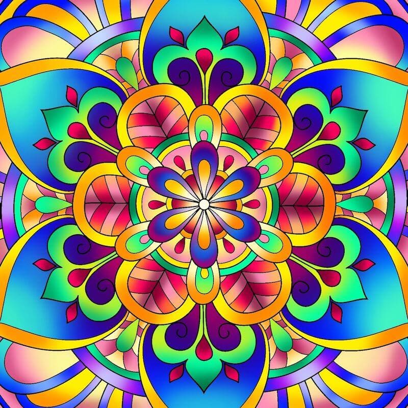 Mandala kleurrijk - 40x40cm (Min. formaat i.v.m. details) /