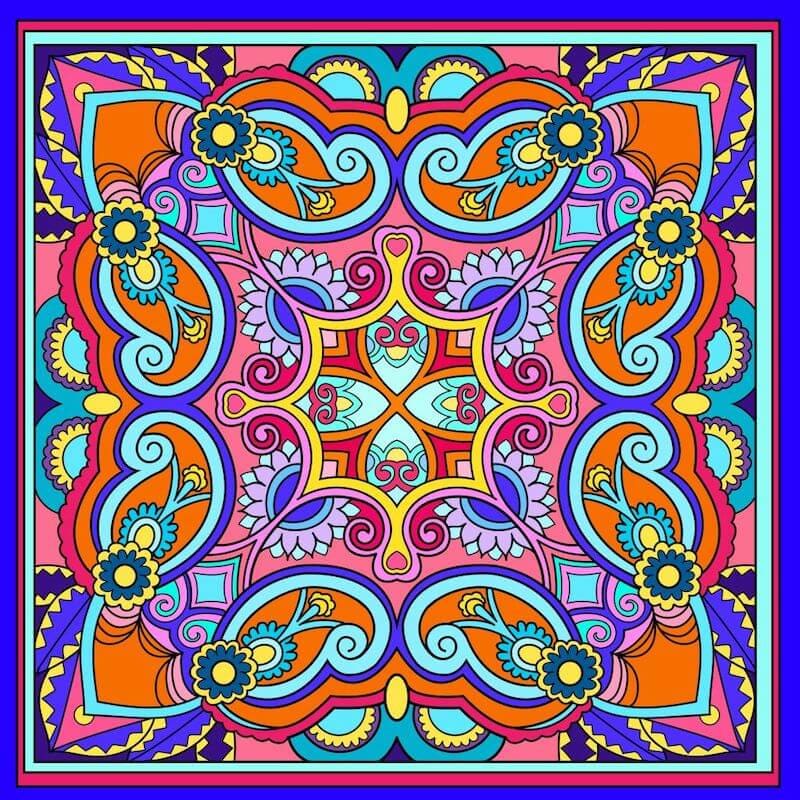 Mandala oranje / blauw - 40x40cm (Min. formaat i.v.m.
