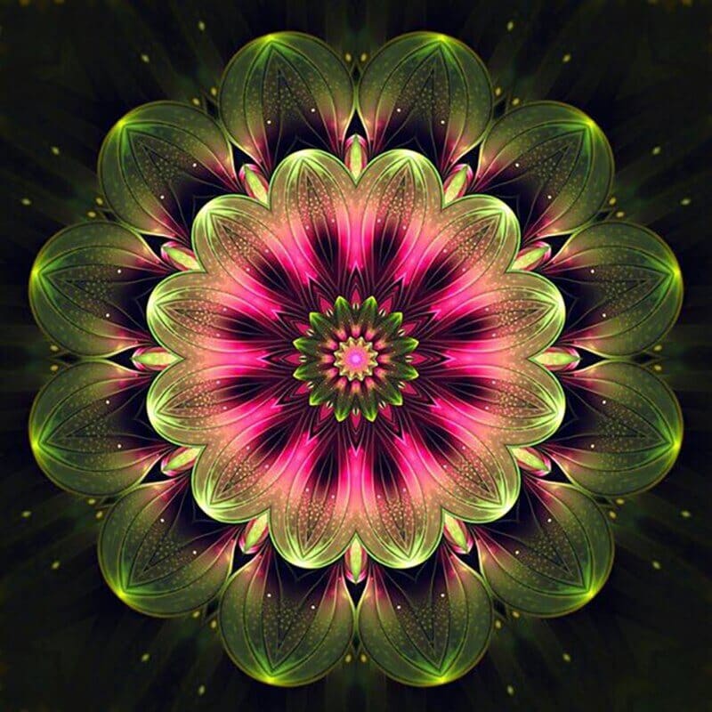 Mandala roze/groen - 40x40cm (Min. formaat i.v.m. details) /