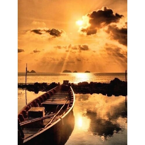 Zonsondergang - Bootje | Diamond Painting
