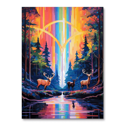 Herten in het bos IV (diamond painting)