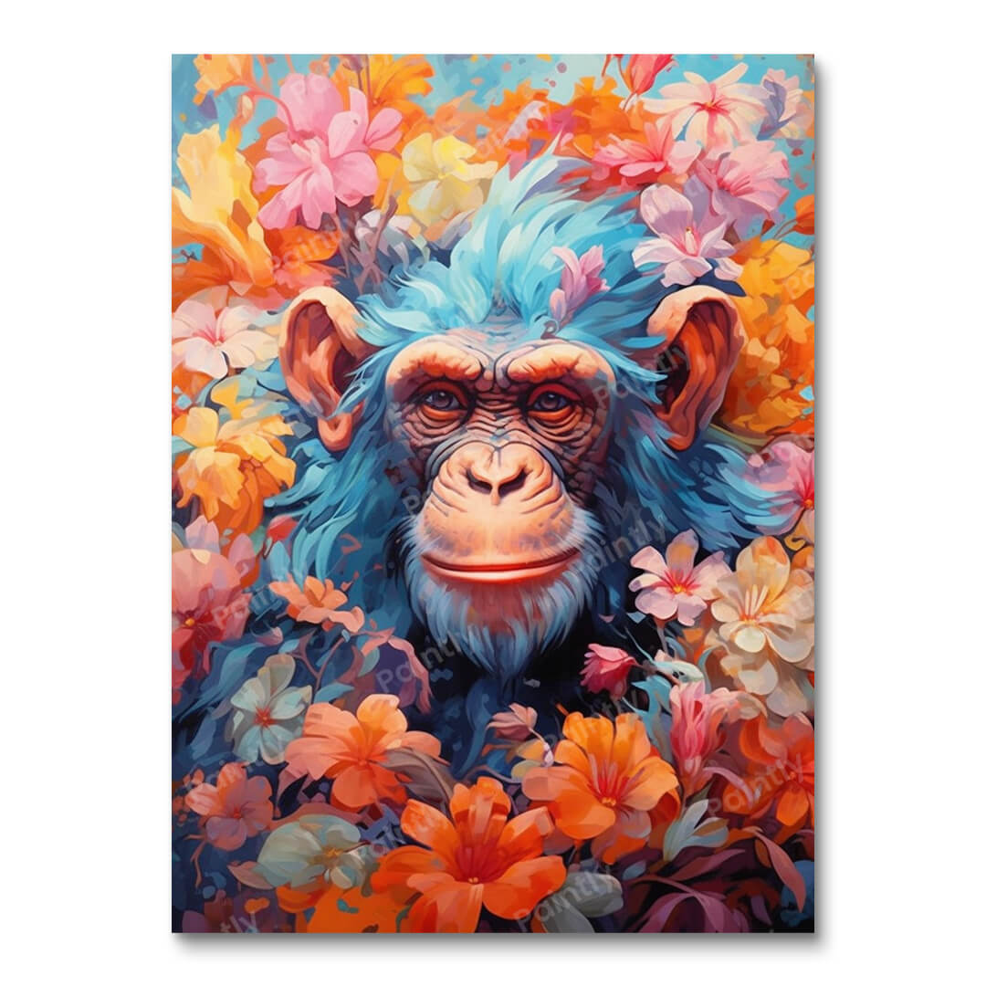 Bloeiende chimpansee (diamond painting)