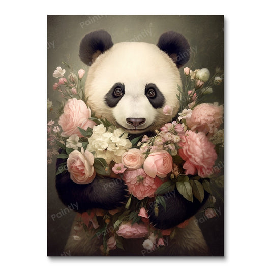 Lucien's bloemenminnende panda (diamond painting)