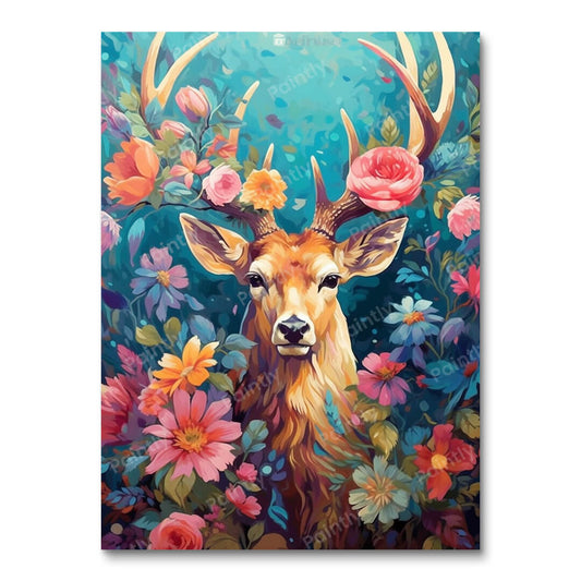 Bloemen Hert V (Diamond Painting)