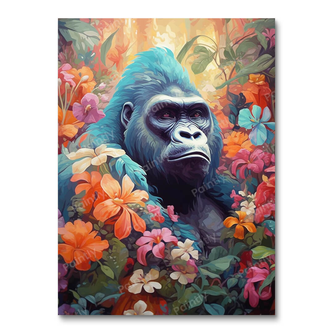 Bloemen Majesteit Gorilla (Diamond Painting)