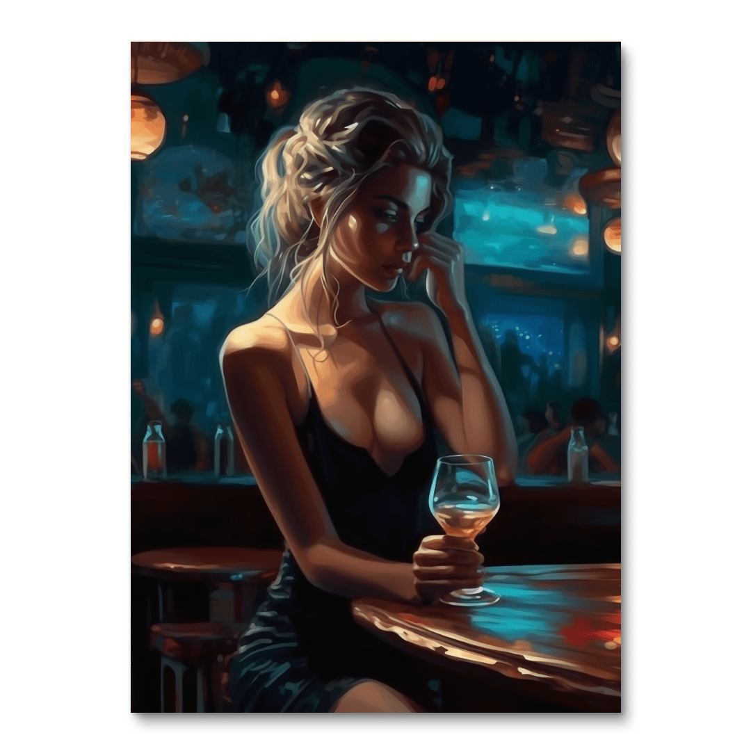Dronken meisje bij staaf (diamond painting)